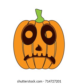 Isolated sad jack-o-lantern on a white background, Vector illustration