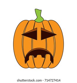 Isolated sad jack-o-lantern on a white background, Vector illustration