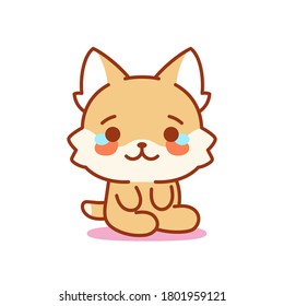 Isolated sad kitten. Cute emoji of a cat - Vector