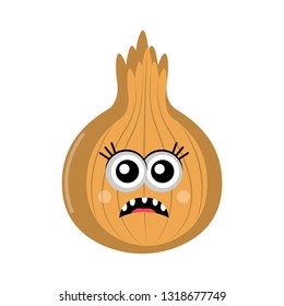 Isolated sad onion cartoon. Vector illustration design