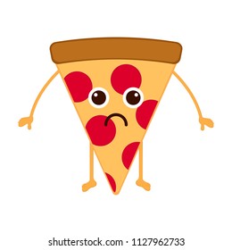 Isolated sad slice of pizza emote