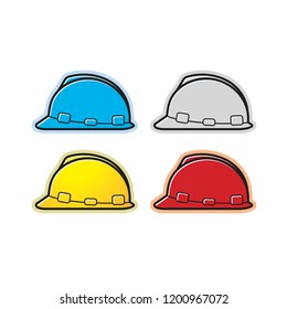 isolated safety helmet variations vector drawing