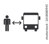 Isolated safety sign pedestrian to keep a safe distance from buse for traffic and vehicle safety awareness