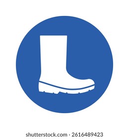 Isolated safety sign wear safety boots, symbolizing protective footwear used as essential safety gear in various work environments.