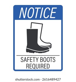 Isolated safety sign wear safety boots, symbolizing protective footwear used as essential safety gear in various work environments.