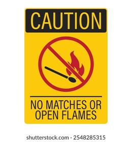 Vereinzelter Sicherheitssticker Vorsicht Keine Streichhölzer oder offene Flammen, Brandgefahr