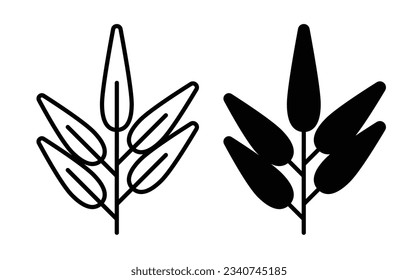 icono de línea de hierba de hoja de salvia aislada en color negro.