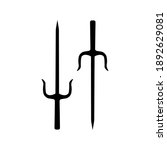 Isolated sai blade clip art.
Trident knife in vector. Black silhouette on white background.
