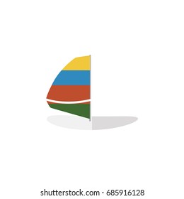 Isolated Sailboard Flat Icon. Surfing Vector Element Can Be Used For Surfing, Sailboard, Sea Design Concept.