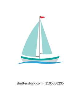 Isolated sailboat flat icon design