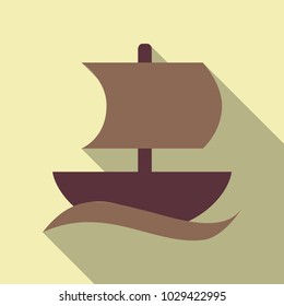 isolated sailboat icon flat style with shadow