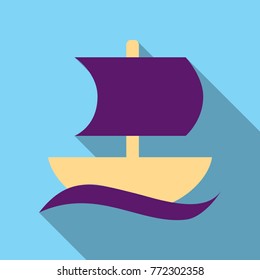 isolated sailboat icon flat style with shadow