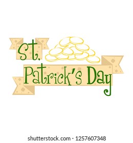 Isolated saint patricks day banner with golden coins. Vector illustration design