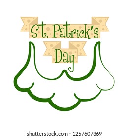 Isolated saint patricks day banner with beard. Vector illustration design