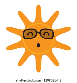 Isolated saisfied sun with glasses. Vector illustration design