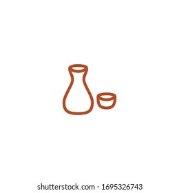 Isolated Sake Emoji, emoticon, vector flat icon
