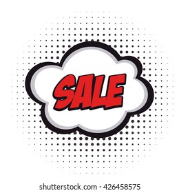 Isolated sale comic expression on a white textured background