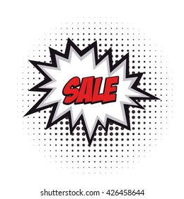 Isolated sale comic expression on a white textured background