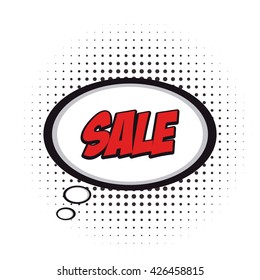 Isolated sale comic expression on a white textured background