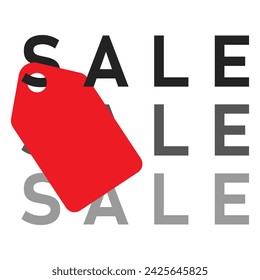 Isolated sale discount with red price tag for promo, sales, season shopping