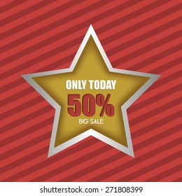 Isolated sale label with text on a striped background. Vector illustration