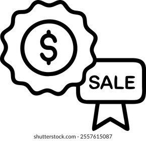 Isolated Sale Sticker and Dollar Coin Vector concept as A sleek vector design featuring a sale sticker paired with a dollar coin both isolated on a white background. The design is ideal for promoting