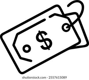 Isolated Sale Tag and Dollar Bill Vector concept as A sleek vector illustration featuring a sale tag and a dollar bill icon both isolated on a white background. This design highlights retail promotion