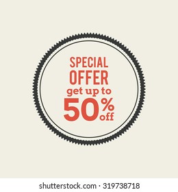 Isolated sales label with text on a white background