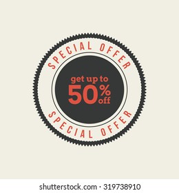 Isolated sales label with text on a white background