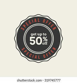 Isolated sales label with text on a white background