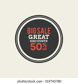 Isolated sales label with text on a white background