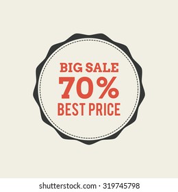 Isolated sales label with text on a white background