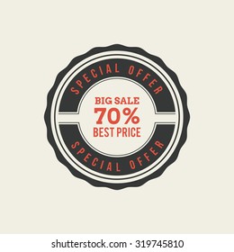 Isolated sales label with text on a white background