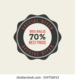 Isolated sales label with text on a white background
