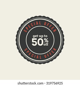 Isolated sales label with text on a white background