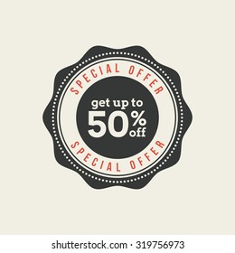 Isolated sales label with text on a white background