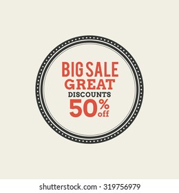 Isolated sales label with text on a white background