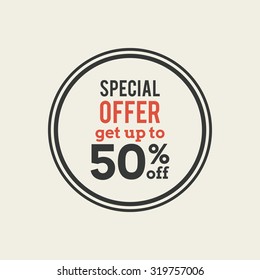 Isolated sales label with text on a white background