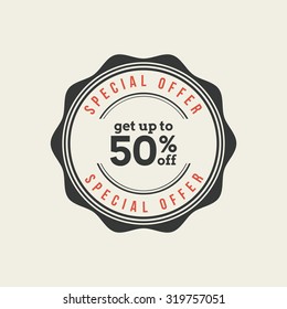Isolated sales label with text on a white background