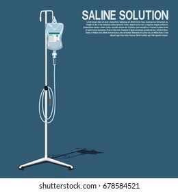 isolated saline solution column on blue background
