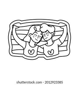 Isolated Same Sex Couple With A Flag Pride Icon Vector