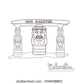 Isolated san agustin ruins. Colombian culture - Vector illustration