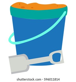 Isolated sand bucket and a shovel, Vector illustration