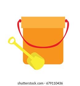 Isolated sand bucket and shovel, Vector illustration