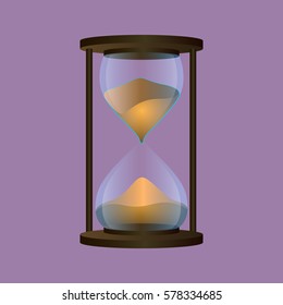 Isolated sand clock on a colored background, Vector illustration