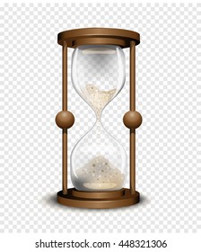 Isolated sand clock time. Vector antique hourglass watch