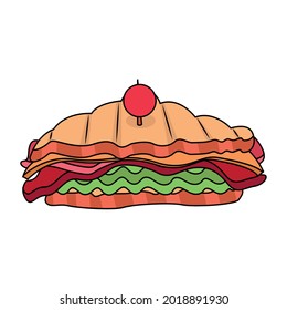 Isolated sandwich with cheese, tomato and lettuce Vector