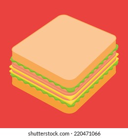 an isolated sandwich on a red background