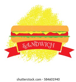 Isolated sandwich on a textured background, Vector illustration