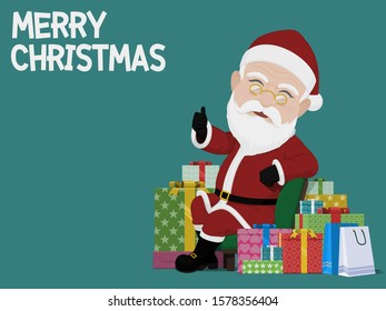 Isolated Santa Claus with many gift boxes
